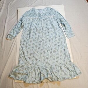 Ashley Taylor Flannel Nightgown Womens 2X Long GrannyCore Floral Gingham Vintage